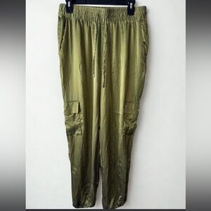 Joie 100% Silk Olive Cargo Jogger Pants